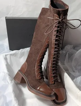 Women's Knee-high Boots High Quality Suede Leather Boot Lace Up Slim Long Tube Boots Knee-high Chelsea Boot Women Fashion Boots - Aliexpress - FashionsVida