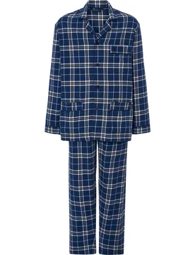 Pijama completo de hombre de franela color azul - El Búho Nocturno - FashionsVida