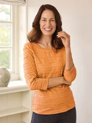 Rundhals-Shirt Strukturmuster - Safran - female - Size: 50