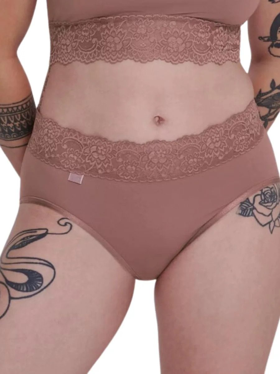 Womens Romance Midi Brief - Brown Polyamide - Size Medium - Sloggi - FashionsVida