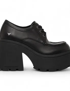 Windsorsmith Womens Black Leather Chunky Platform Lace-Up Shoes - Starcrossed - Size Uk 5 - Windsor Smith - FashionsVida