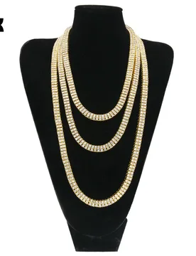 Row 8mm Tennis Nechlace Iced Out Rhinestone Hip Hop Mens Bling Gold silver color Black Tennis Necklace 20inch 24inch 30inch - Aliexpress - FashionsVida