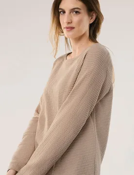 Sweatshirt mit Struktur, normale Größen, Farbe Beige, 36, weicher Baumwollmix moderner Blousoneffekt Damen - Walbusch - FashionsVida