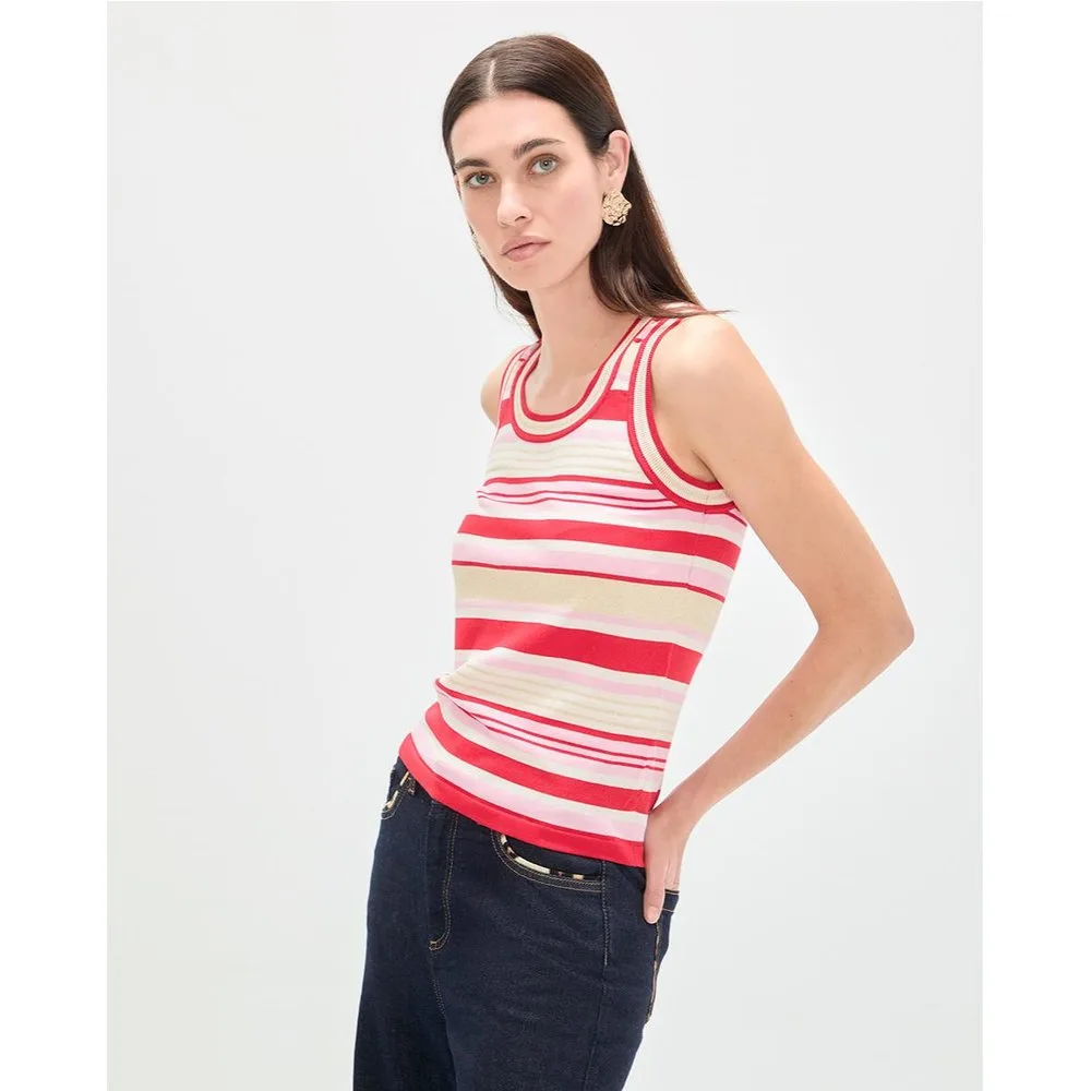Top de mujer de punto rayas tricolor - Lola Casademunt - FashionsVida