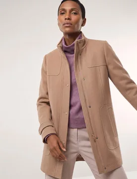 Dufflecoat aus Wollmischung, normale Größen#Kurzgrößen, Farbe Beige, 50, sportliche Jacke im Duffle-Stil weiches Tuch mit 50% Wollanteil Damen - Walbusch - FashionsVida