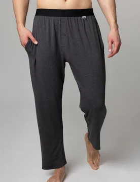 Mens 1 Pack Bamboo Loungewear Selection Classic Bottoms Dark Charcoal Classic Bottoms Large - Grey - Size: Large - Lazy Panda - FashionsVida