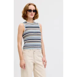 Jack & Jones - Top de mujer en punto con cuello redondo y rayas