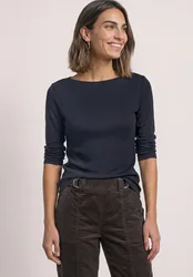 Basic Shirt mit U-Boot-Ausschnitt female Blau