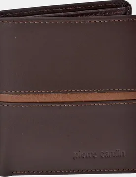 Americano compacto en piel color negro-burdeos para hombre - Pierre Cardin - FashionsVida