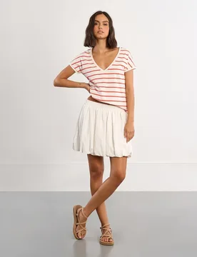 Camiseta de mujer de manga corta estampado rayas - Lili Sidonio - FashionsVida