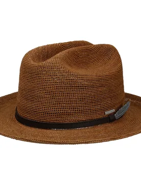 Velaro Western Crochet Raffia Hat by - brown - Size: S (54-55 cm) - Stetson - FashionsVida