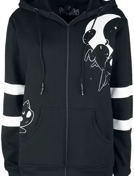 Gothic Kapuzenjacke - Moon Cats Hood - S bis 4XL - für Damen - Größe XXL - schwarz/weiß - Frauen - female - Heartless - FashionsVida