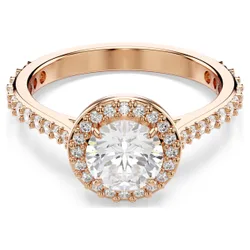 Anello cocktail Una Angelic, Taglio tondo, Pavé, Bianco, Finitura oro rosa 18K 50