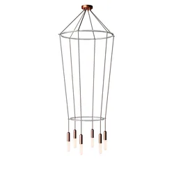 Cables Lampe Suspendue 2 Cage 6 Drops P-light Satin Copper / Old Rose One Size