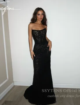 SSYTENS Black Lace Appliques Vestidos De Fiesta Sweetheart Corset Back Evening Dresses Evening Dresses Woman Elegant Customized - Aliexpress - FashionsVida
