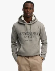 Pure Cotton Logo Drawstring Hoodie Dark Grey male