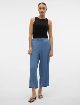 Pantalón culotte de mujer con cintura elástica - Vero Moda - FashionsVida