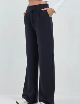 Womens High Waist Elastic Crepe Palazzo Pants - Navy - Size X-Small - Hiccup - FashionsVida