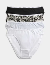 Pk Cotton Rich High Leg Knickers Black Mix female