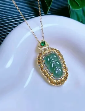 Natural A-grade jade leaf pendant necklace with copper inlay and traditional Chinese hollow-carved design, direct supply - Aliexpress - FashionsVida