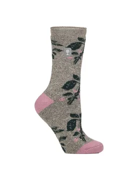 Womens Thermal Socks Thin Floral Fleece Socks - - Size: 4-6 - Heat Holders - FashionsVida