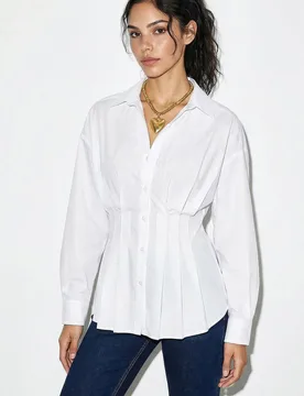 Womens Shirt - White - Size Medium - Bianco Lucci - FashionsVida