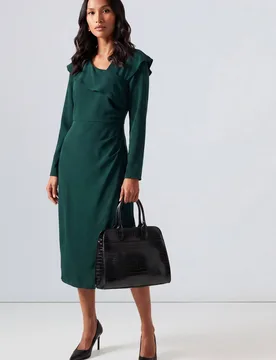 Women's Signature Crepe Wrap Pencil Dress in Emerald Size: 10 - Emerald - Size: 10 - Debenhams - FashionsVida