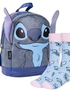 Ensemble De Conception De Sac à Dos Et De Chaussettes Avec Oreilles Stitch 5l Blue / Pink One Size unisex - Cerda Stitch - FashionsVida