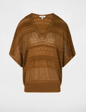 Jersey de mujer oversize con escote pico - Morgan - FashionsVida