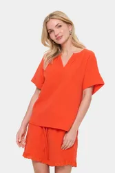 Women's KatinaSZ Short Sleeve Blouse in Scarlet Size: Medium - Scarlet - Size: M