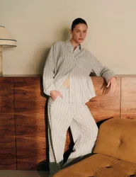 Pure Cotton Cambric Striped Pyjama Bottoms Blue Mix female
