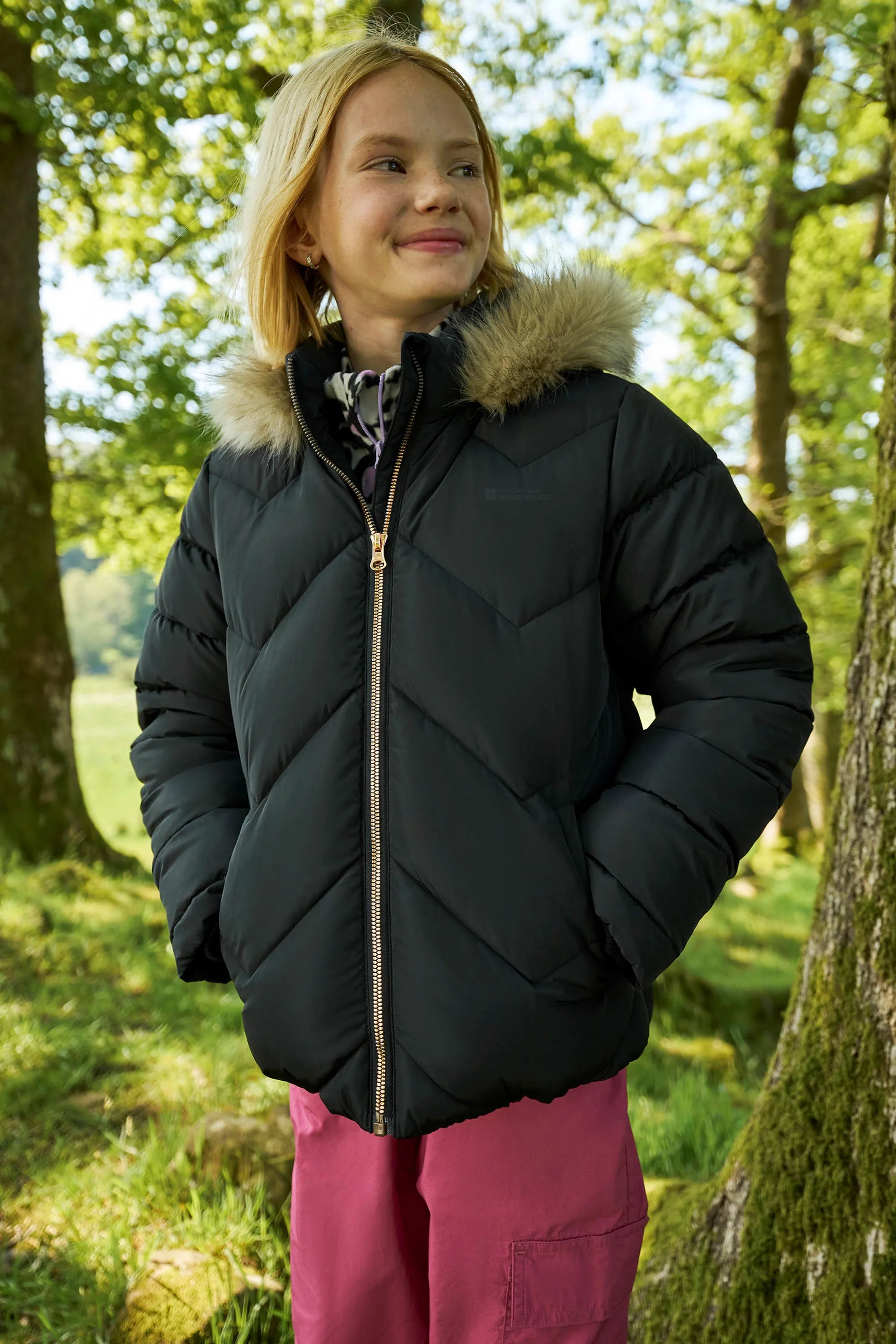 Galaxy Kids Short Padded Jacket - Black - Mountain Warehouse - FashionsVida