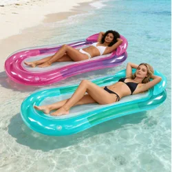 Silla flotante inflable para piscina, hamaca de malla para agua (apta para adultos), cómoda cama flotante para piscina con reposacabezas, diversión