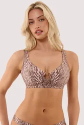 Women's Raquel Bikini Top With Shell Ring Size: 16E-F - Multicolor - Size: 16E-F