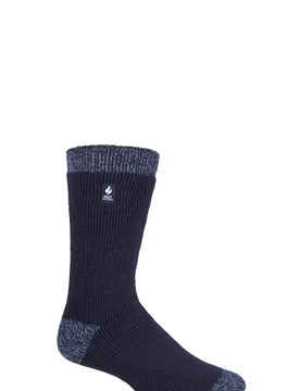 Mens 1 Pair SOCKSHOP 2.3 TOG Patterned and Plain Thermal Socks Berlin Heel & Toe Navy 6-11 Mens - Blue - Size: 6-11 Mens - Heat Holders - FashionsVida