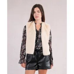 Chaleco de mujer corto en tejido peluche