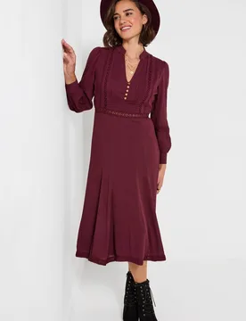 Women's Preya Long Sleeve Midi Dress in Plum Size: 14 - Plum - Size: 14 - Joe browns - FashionsVida