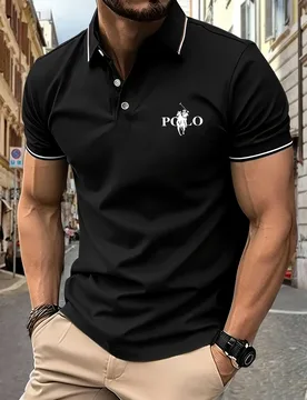Men's Fitness Polo Shirt Summer Quick Dry Breathable Printed Short Sleeve Gym Running Sports Elastic Lapel Slim Fit Casual Tee T - Aliexpress - FashionsVida