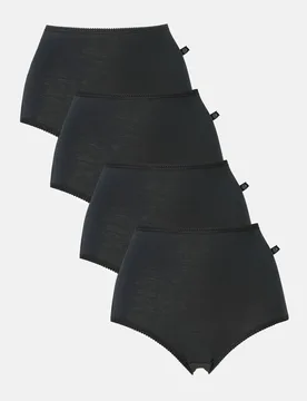 Women's Pack of Four "Black" Bamboo Full Briefs in Black Size: 8 - Black - Size: 8 - British Boxers - FashionsVida