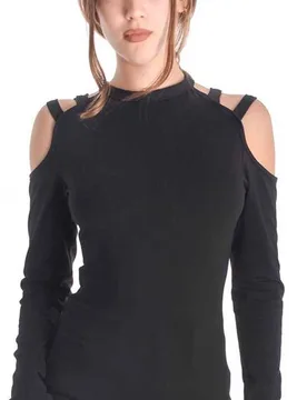 Langarmshirt - Woman's Top Bulma Solid Black - M bis XXL - für Damen - Größe XXL - schwarz - Frauen - female - Outer Vision - FashionsVida
