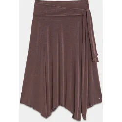 Falda midi asimétrica con cierre de lazada