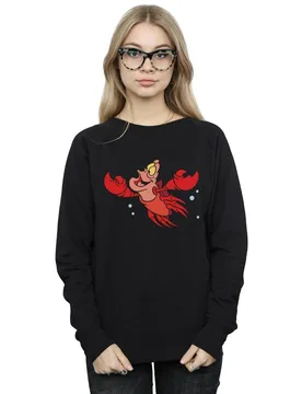 Women's The Little Mermaid Sebastian Bubbles Sweatshirt in Black Size: Small - Black - Size: S - Disney - FashionsVida