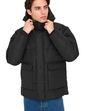 Sons; carl quilted chaquetas hombre Negro (M) - Only - FashionsVida