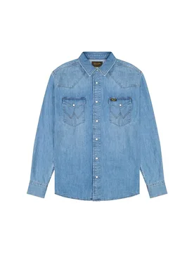 Chemise à Manches Longues Western Mid Light Wash M - Wrangler - FashionsVida