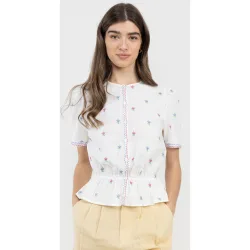 Camisa de mujer nala bordados flores