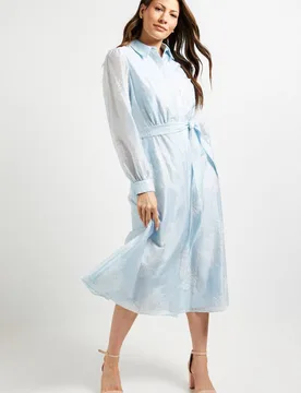 Women's Embroidered Organza Midi Shirt Dress in Blue Size: 18 - Blue - Size: 18 - Wallis - FashionsVida
