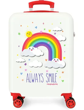Maleta de cabina arcoiris always smile rígida 55cm fucsia rígida con capacidad de 35l - Movom - FashionsVida