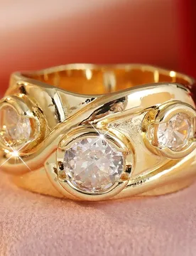 Women's Bright Cross Twisted Wide Ring Inlay Synthetic Zircon Vintage Atmospheric Golden Plated Ring Banquet Party Jewelry - Aliexpress - FashionsVida