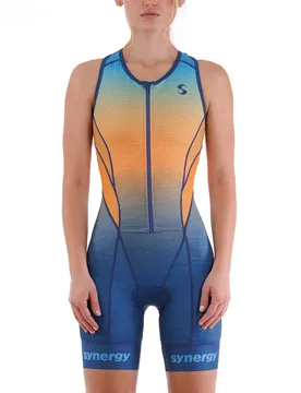 Pro Sleeveless Trisuit Orange Wave XL Women - Synergy - FashionsVida
