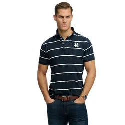 Polo à Manches Courtes Vintage Stripe Navy Stripe M